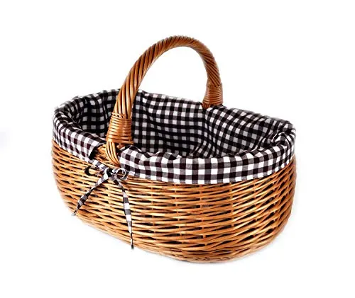 MyBer® Einkaufskorb Weidenkorb Korb Stabiler Tragekorb aus Weide geflochten braun groß 50/32/22cm (31 mit Henkel) K1-004-G-SWB