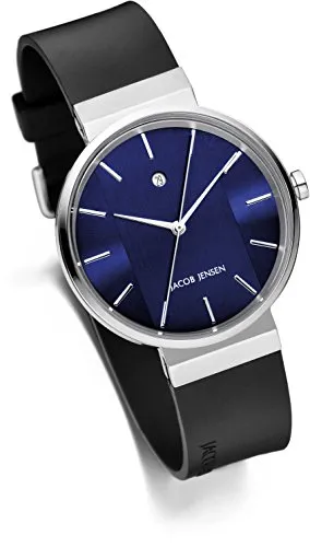 Jacob Jensen Damenuhr 32739 Edelstahl - Elegante Armbanduhr mit Mitternachtblauem Zifferblatt und silbernem Edelstahlgehäuse. Ideal für stilbewusste Damen, die minimalistisches Design lieben. Wasserdicht bis 3 ATM, perfekt für jeden Anlass.