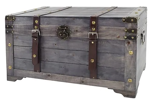 Kobolo Truhe Kiste KUBA aus Holz grau 70x35x38 cm - Truhe aus robustem Sperrholz in elegantem Grau, ideal zur Aufbewahrung und als stilvolles Deko-Element für jeden Raum.