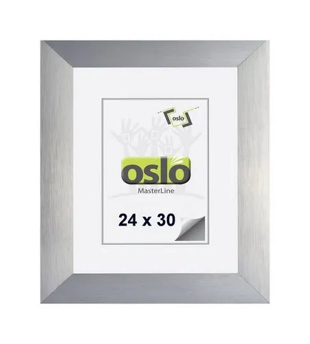 Oslo MasterLine Einzelrahmen Bilderrahmen Aluminium gebürstet 3 cm breit Echtglas Drehspannfedern, Rahmenfarbe silber matt Format 24x30 cm Hoch- und Querformat
