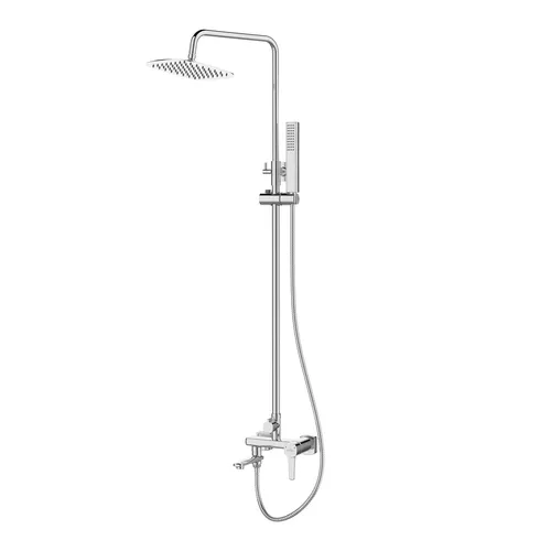 KOLMAN GLAMOUR Dusch-Set Chrom mit Regendusche - Elegante Duschsäule mit abnehmbarer Handbrause und korrosionsbeständigem Edelstahl. Ideal für modernes Badezimmer, bietet komfortable Nutzung und einfache Reinigung. Montage erforderlich.