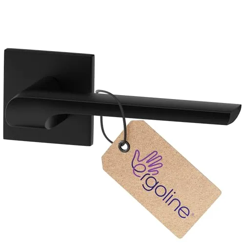ERGO line Modern Design, Schwarz Türbeschlag ZOE, Türgriff ohne Schlossrosette Schwarz Matt, Eckig Drückergarnitur, Die ultra-feine Silhouette, Türbeschlag, Türklinke Schwarz, Türdrücker