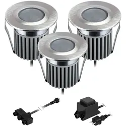 ledscom.de LED Boden-Einbauleuchten BODES für außen, warm-weiß, je 94lm/Leuchte, matt, rund, 50mm Ø, 3er Set