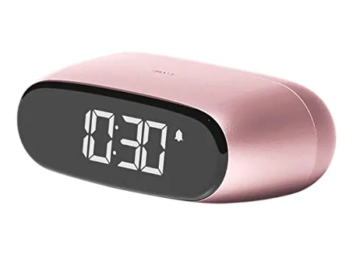 Lexon Minu Mini-Wecker – Kompakter Reisewecker mit Touchscreen und Snooze-Funktion - Praktischer Mini-Reisewecker mit VA-LCD-Display und wiederaufladbarem Akku, ideal für unterwegs. Aluminium-Finish in Rosa und Hintergrundbeleuchtung sorgen für stilvolles Design.