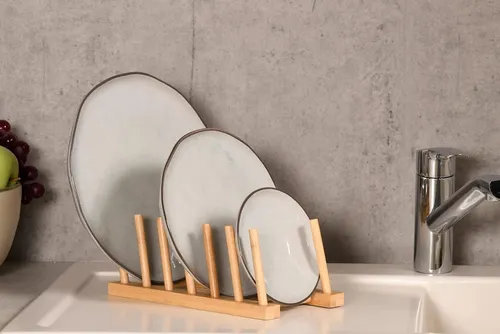 Kesper Tellerhalter für 6 Teller aus Bambus - Abtropfgestelle, praktischer Ordnungshelfer für die Küche mit Platz für bis zu 6 Teller, aus hochwertigem und langlebigem Bambus gefertigt.