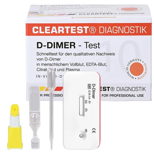 Cleartest D-Dimer Schnelltest - Zuverlässiger Test zur Erkennung von Thrombose und Lungenembolie, ideal für medizinisches Fachpersonal. Einzelne Portionsfläschchen für optimale Handhabung enthalten.
