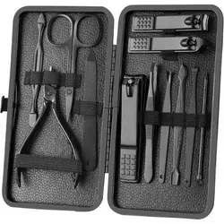 Maniküre Pediküre Set 12-teilig Edelstahl Nagelset für Männer - Praktisches 12-teiliges Pflegeset in elegantem Lederetui. Ideal für unterwegs, enthält hochwertige Werkzeuge für die professionelle Nagel- und Gesichts- pflege. Perfektes Geschenk für jeden Anlass!