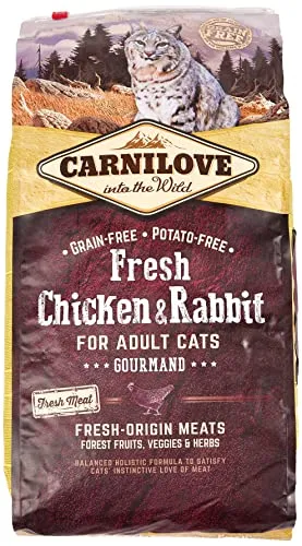 Carnilove Fresh Huhn Kaninchen Adult Katze 6 kg - Überraschung für die Katze - Katzenfutter mit frischem Huhn und Kaninchen, reich an hochwertigen Zutaten für eine natürliche Ernährung und ein glückliches Katzenleben.