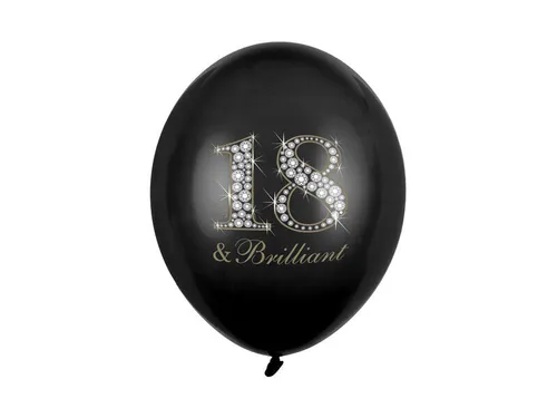 Ballons 30cm, 18 & Brillant, Pastel Black (1 VPE / 6 Stk.) in weiß von PartyDeco