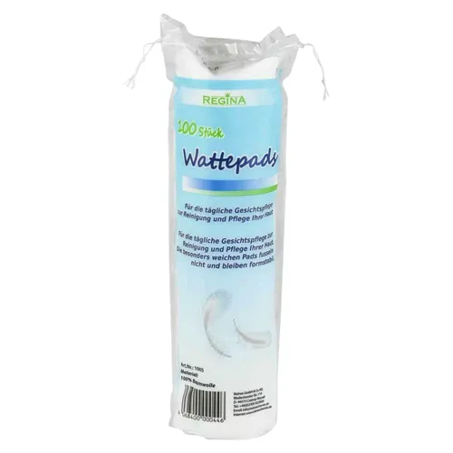 Produktbild REGINA Wattepads 100% Baumwolle, weich, stabil, nicht fusselnd, 100 Stk je Beute