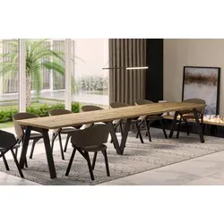 Endo-Moebel Esstisch Lungo XXL 130-405 cm - Esstisch ausziehbar und erweiterbar, bis zu 4m lang, stabil mit Metallgestell und stilvoller Artisan Eiche, ideal für große Familienessen oder gesellige Abende.