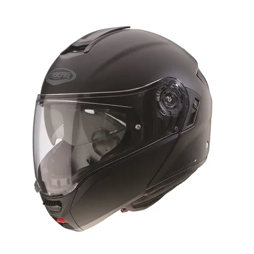 Caberg Levo Klapphelm - Schwarz-Matt, Gr. XS (53/54) - Motorradhelm mit optimaler Belüftung und integrierter Sonnenblende, ideal für alle Jahreszeiten und Offroad-Aktivitäten. Leichtgewichtig und homologiert als Integral- und Jethelm.