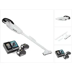 Makita DCL 180 RM W Akku Staubsauger 18 V - Leistungsstarker Akku-Staubsauger mit 2x 4,0 Ah Akkus und Ladegerät, ideal für kabelloses Reinigen in Werkstätten und zu Hause.