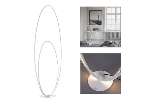 Home4Living LED Stehlampe NIA 25W mit Tretschalter - Moderne Stehleuchte in elegantem Design aus gebürstetem Chrom und Kunststoff. Mit 1700 Lumen und dimmbarer Funktion sorgt sie für stimmungsvolles Licht und ist ideal für jeden Raum.