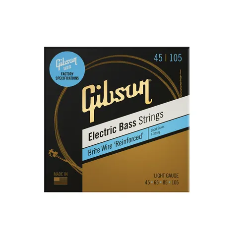GIBSON Short Scale Brite Wire E-Bass Strings, 4-String, Roundwound .045-.105 - Hochwertige E-Bass-Saiten für kurzen Maßstab, bieten brillante Klangqualität und langen Halt. Ideal für Bassisten, die auf präzisen Sound Wert legen.