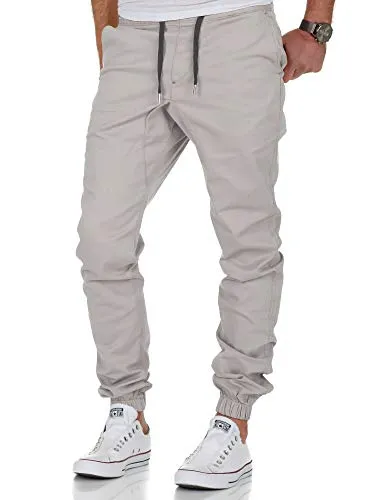 Amaci&Sons Herren Stretch Jogger Basic Chino Jeans Hose Cargo 7002 Hellgrau W34 - Herren-Jeanshosen mit elastischem Stretchmaterial für perfekten Tragekomfort und lässigen Look, ideal für Freizeit und Alltag.