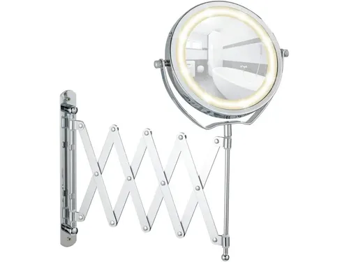Wenko LED-Kosmetikspiegel mit 3x Vergrößerung - Badezimmerspiegel mit verstellbarem Design und integrierter LED-Beleuchtung für perfektes Make-up und Pflege.