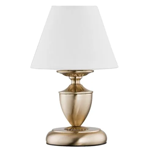 Licht-Erlebnisse Tischlampe Messing Antik Creme E14 28 cm