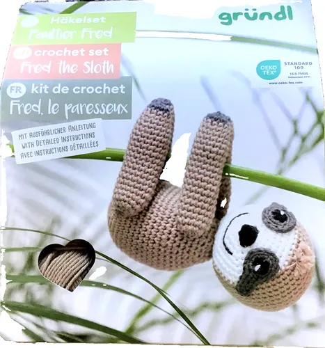 Häkel-Komplett-Packung Häkelset FAULTIER FRED Amigurumi Gründl