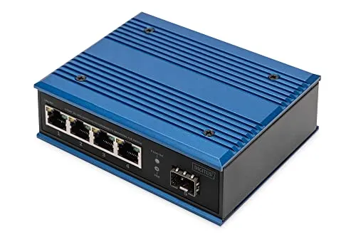 DIGITUS PoE Netzwerk-Switch - 5-Port Gigabit Ethernet - Zubehör für PC, ideal für industrielle Anwendungen mit zuverlässiger Datenübertragung und Unterstützung für Vollduplex- und Halbduplex-Modus.