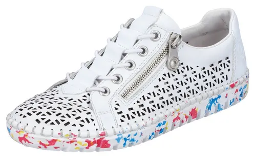 Rieker Damen Halbschuhe M2357 - Elegante Slipper mit Lochmuster - Slipper & Mokassins für Damen, aus hochwertigem Glattleder und mit atmungsaktivem Lochmuster für optimalen Tragekomfort.