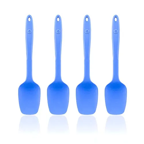 Kochblume Flexlöffel S 4er Set | Premium-Silikon & BPA frei| Hitzebeständig | Spülmaschinenfest | Farbe: blau