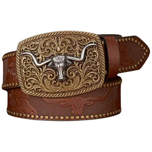 Westerngürtel + Gürtelschnalle Buckle Western Gürtel Longhorn Cowboy Rodeo