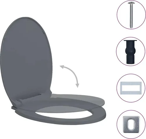 vidaXL Toilettensitz mit Absenkautomatik Grau Oval - Hochwertiger WC-Sitz mit Soft-Close-Funktion und Schnellverschluss, ideal für jedes Badezimmer. Stabil, langlebig und leicht zu reinigen – perfekt für Zuhause oder gewerbliche Nutzung.