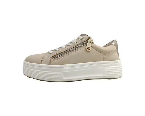 Tamaris Comfort Damen Plateau Sneaker mit Reißverschluss, Beige Nubuk, 37 EU