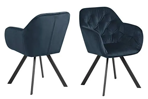 AC Design Furniture Design Kerstin Stuhl - Marineblau aus Samt - Esszimmerstuhl mit modernem Design, komfortable Abmessungen von 57,5 x 61,5 x 81,5 cm und in mehreren Farben erhältlich.