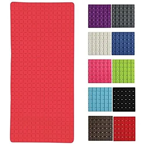 MSV Premium Duschmatte Badematte Badewannenmatte Badewanneneinlage antibakteriell rutschfest mit Saugnäpfen - Rot - ca. 36 x 76 cm - duftet nach Rosen - waschbar bei 60° Grad