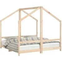 vidaXL Kinderbett 2x(80x160) cm aus massivem Kiefernholz - Klassisches Kinderbett aus langlebigem Kiefernholz, idealer Rückzugsort für Kinder ab 4 Jahren mit praktischem Design für Privatsphäre und Spielmöglichkeiten.