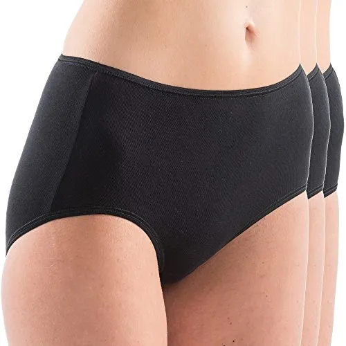 HERMKO 5011 3er Pack Damen Taillenslip aus Baumwolle/Elastan (Maxi-Slip), Farbe:schwarz, Größe:36/38 (S)