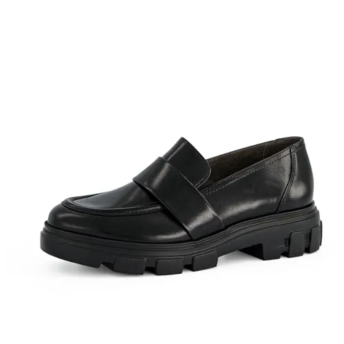 Paul Green Damen Slipper - Elegante Mokassins in Schwarz - Damen-Sneaker mit hochwertigem Leder-Innenmaterial und leichtem EVA-Laufsohle für optimalen Komfort und Stil im Alltag.