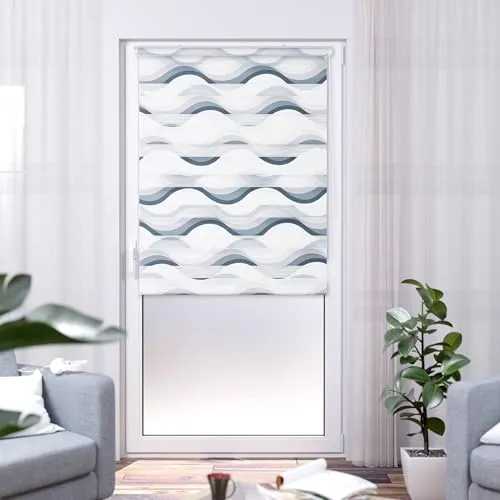 Doppelrollo Wellen Design, K-HOME, Lichtschutz ohne Bohren, Klemmfix - Das K-HOME Doppelrollo mit Wellen Design bietet stilvollen Licht- und Sichtschutz. Dank des Klemmfix-Systems ist die Montage einfach und ideal für Mietwohnungen. Genießen Sie flexible Lichtregulierung für eine angenehme Atmosphäre.