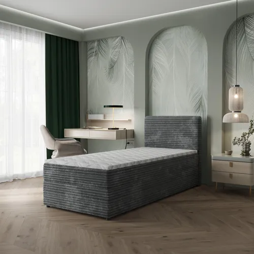 Masseno Boxbett PISA 80x200 cm mit Bonell Matratze - Elegantes Kontinentalbett PISA mit großem Bettkasten und ergonomischer Bonell-Matratze. Genießen Sie hohen Schlafkomfort und eine stilvolle Atmosphäre in Ihrem Schlafzimmer.