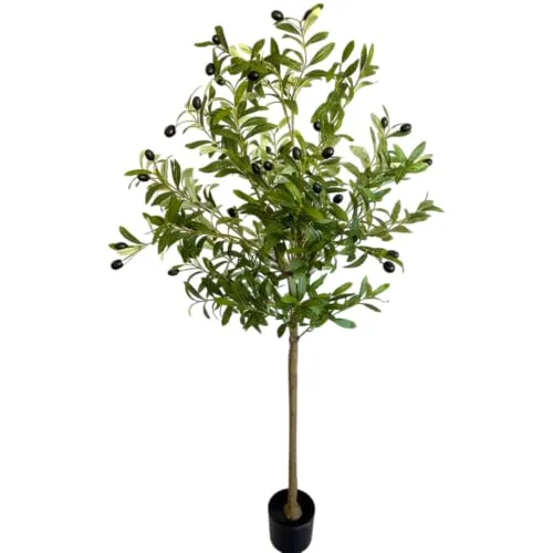 Dyflora Künstlicher Olivenbaum 150 cm – Mediterrane Kunstpflanze im Topf, naturgetreu & pflegeleicht – Deko-Baum für Wohnzimmer, Büro & Innenbereich
