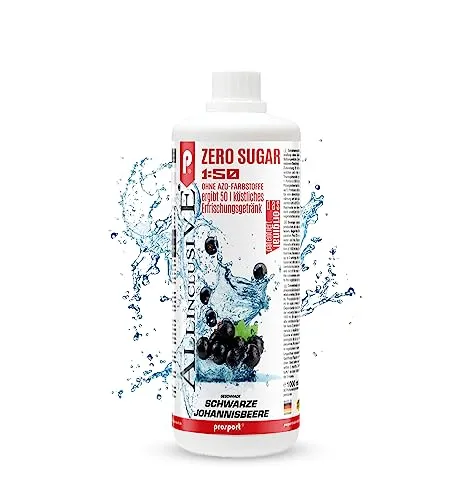 Prosport Allinclusive® Schwarze-Johannisbeere 1000ml – ZERO SUGAR Sirup mit Vitaminen – Premium Getränkekonzentrat 1:50 – Ohne Zucker, Aspartam & Azofarbstoffe – Perfekt für Wassersprudler