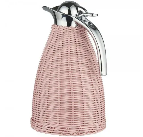 Thermoskanne 1,5 Liter Edelstahl Rattan Rosa von Ib Laursen - Stylische Isolierkanne aus Edelstahl mit Polyrattangeflecht, perfekt für warme Getränke und dekorativ zugleich. Ideal für Picknicks oder den gemütlichen Kaffeetisch.
