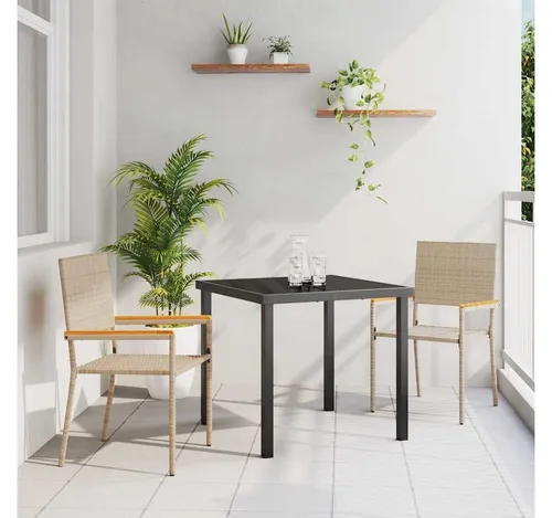 furnicato Garten-Essgruppe Moderne Garten-Stapelstühle Creme und Braun - Stilvolle Garten-Stapelstühle für den Außenbereich, ideal für entspannte Momente. Robustes Stahlgestell und edle Armlehnen aus Echtholz sorgen für Langlebigkeit und Komfort. Platzsparend und wetterfest – perfekt für jeden Garten!