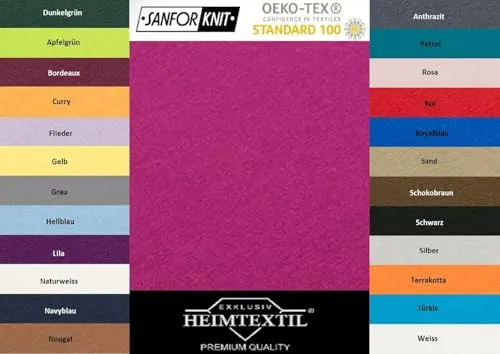 EXKLUSIV HEIMTEXTIL Jersey Spannbettlaken 200 x 220 cm - Spannbetttuch aus 100% Baumwolle, Öko-Tex zertifiziert, mit Rundumgummizug für perfekten Sitz und faltenfreie Oberfläche. Ideal für Matratzen bis 35 cm Höhe.