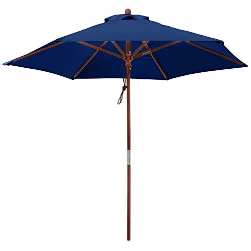 anndora® Sonnenschirm Balkonschirm 2,5 m rund Navy Blau - Hochwertiger Holzschirm mit UV-Schutz 50, abnehmbarer und waschbarer Bespannung, ideal für Garten und Balkon. Stabil und modern im Design.