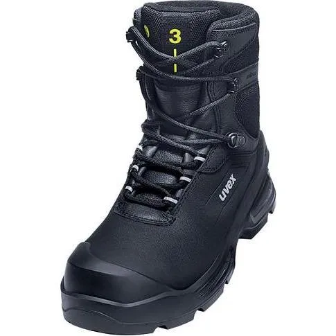 uvex S3L PUR W11 Sicherheitsstiefel - Schuhgröße 46 Schwarz - Arbeitsschutzstiefel für extreme Ansprüche, kombiniert Robustheit mit sportlichem Design und neuester Technologie für optimalen Schutz und Komfort.