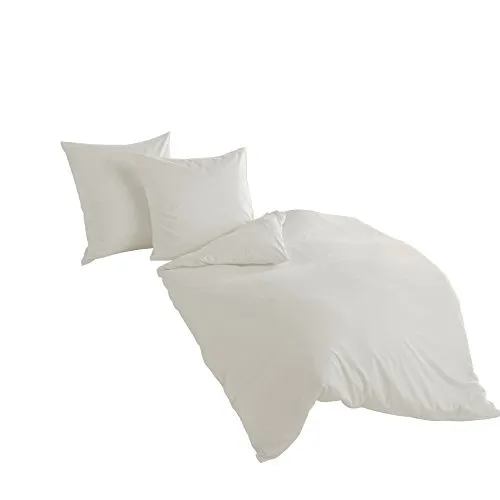 Bierbaum hochwertige Uni Fein Biber Bettwäsche 2 tlg. 135x200cm einfarbig Silber 100% Baumwolle