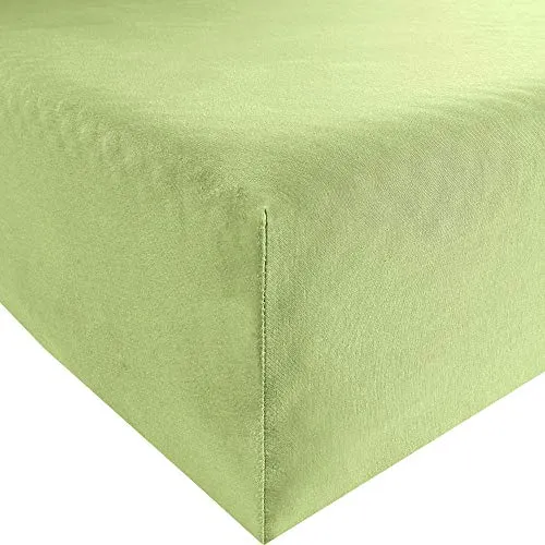 REDBEST Spannbettlaken Denver Elasthan-Jersey-Stretch lindgrün Größe 90x190 cm - 100x200 cm - besonders weich und anschmiegsam, bügelfrei, mit Rundumgummi