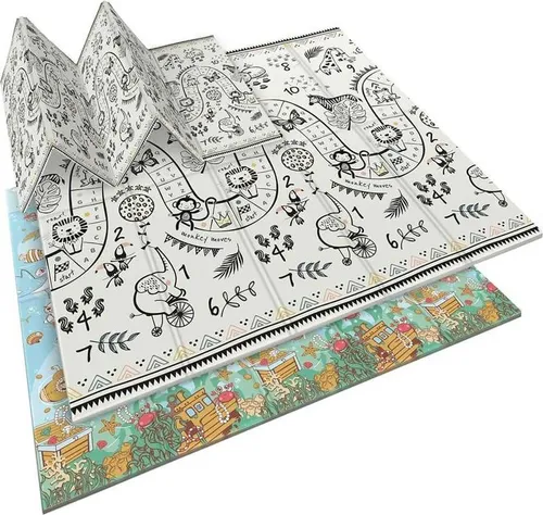 Pädagogische Faltschaumstoffmatte Nukido NK-340 - Faltschaumstoffmatte 200 x 180 x 1 cm, ideal für sichere Spielmomente mit doppelter Nutzung durch die beidseitige Gestaltung.