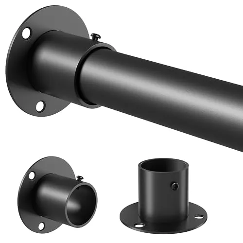 Venwemong kleiderstange garderobenstange stange zum klemmen mit Bohrset & Nägeln für Wandmontage, Schwarz, 84-160cm, 32mm