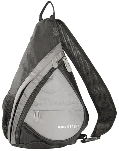 BAG STREET - Sling Bag kleiner Crossbody Schulter Rucksack Umhängetasche Damen Herren Unisex Grau