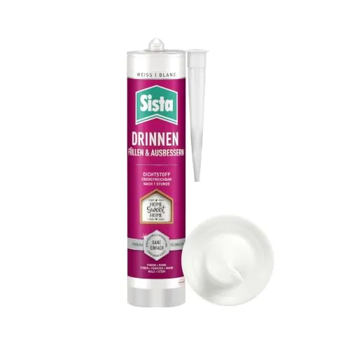 SISTA DRINNEN Füllen & Ausbessern, 280ml | für Innenbereiche, Acryl-Fugenfüller, überstreichbar, zum Ausbessern, einfache Verarbeitung