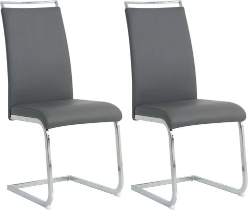 Möbilia Freischwinger-Stuhl 2er Set – Grau-Silber